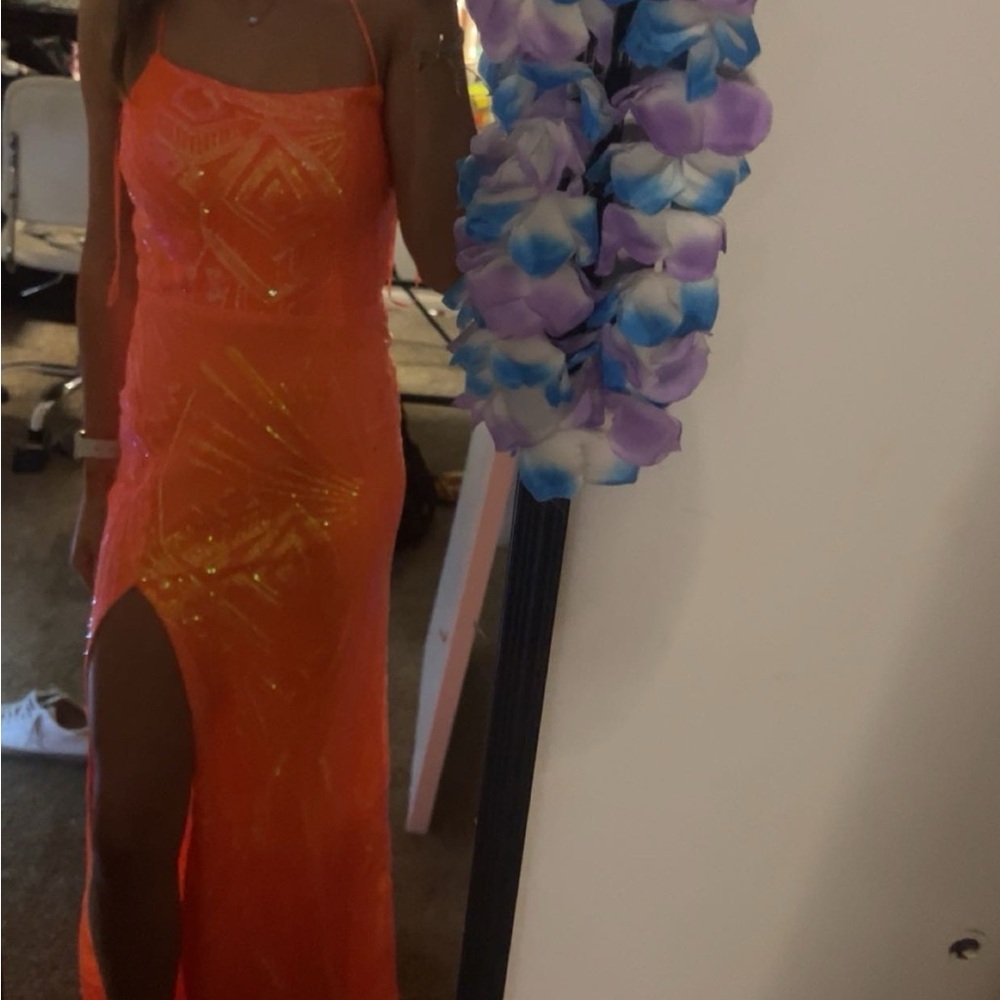 Vibrant Orange Halter Maxi Dress
